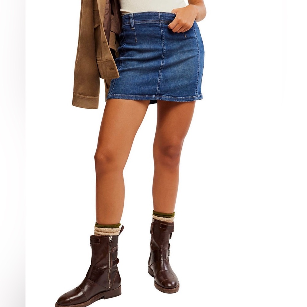 NWOT Free People We the Free Daylight Denim Mini Skirt sz 32 - Picture 2 of 9